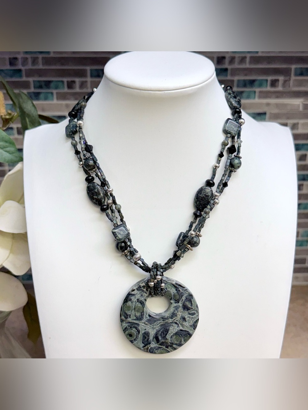 Natural Kambaba Jasper stone beaded necklace